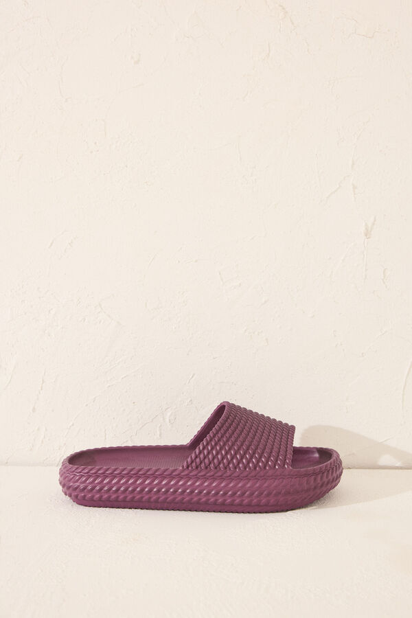 Women'secret Sand&aacute;lia flatform rosa com solado de EVA vermelho