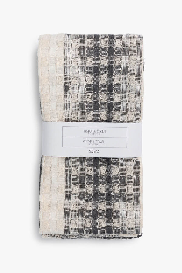 Calma House Set de 2 trapos de cocina de algod&oacute;n gris oscuro Ibiza gris