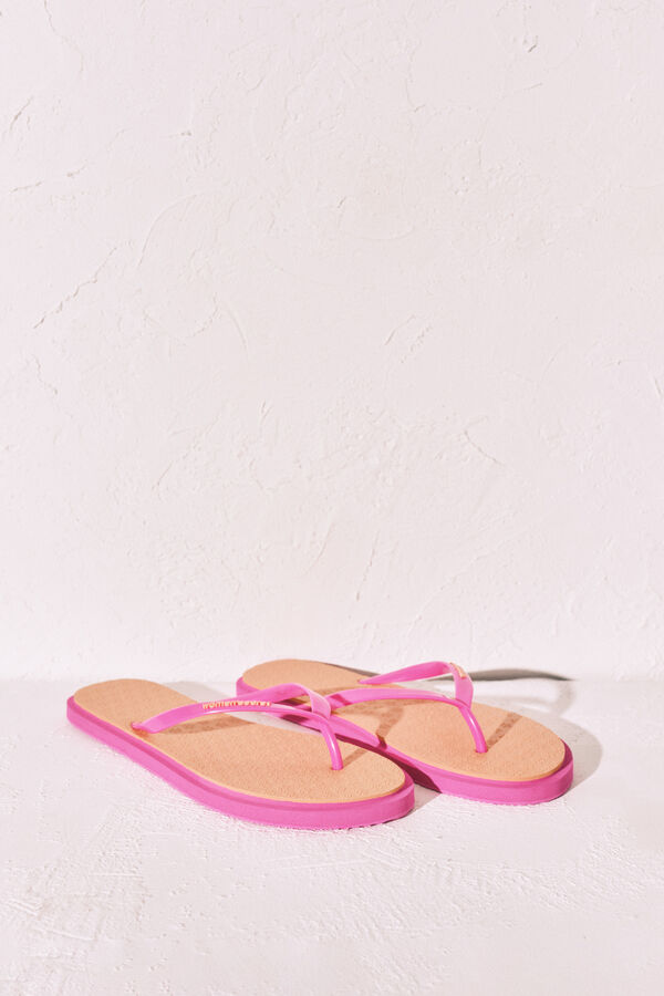 Women'secret Chanclas dedo textura floral naranja naranja