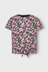 Name it T-shirt menina estampado flores azul