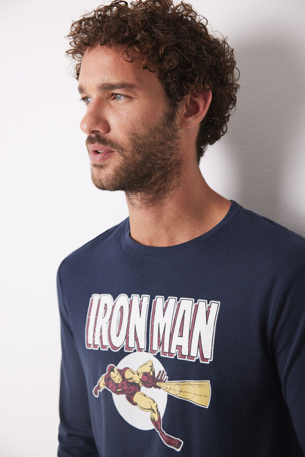 Women'secret Pijama largo hombre 100% algod&oacute;n "Iron Man" azul