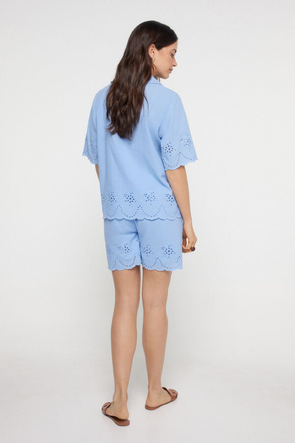 Pieces Short de mulher 100% Algodão.Cintura Elástica. azul