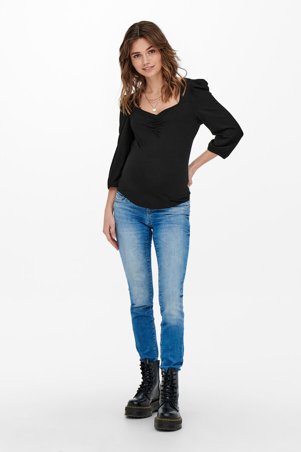 Only Maternity Camiseta manga 3/4 maternity preto