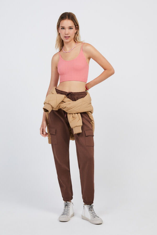 HI&BYE Crop top tirante doble seamless rosa rosa