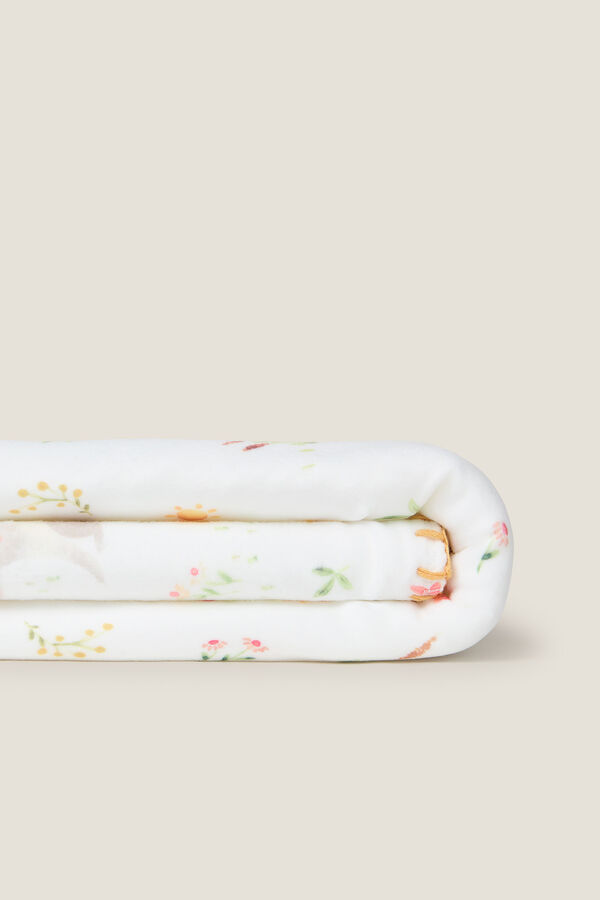 Textura Plaid polar estampado conejos blanco