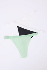 HI&BYE Pacote de 3 tangas pretas, brancas e verdes branco