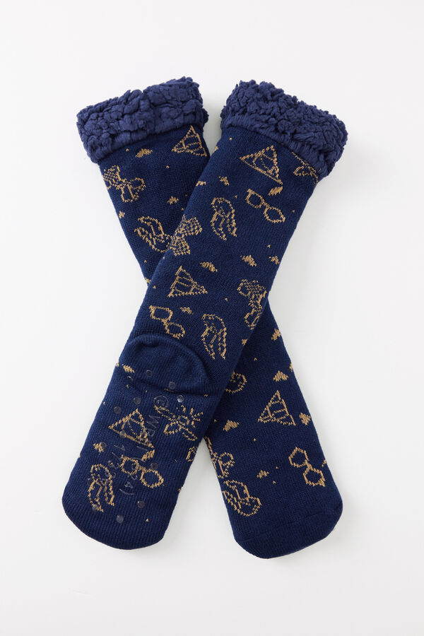 Women'secret Meias compridas de tric&ocirc; azuis Harry Potter azul