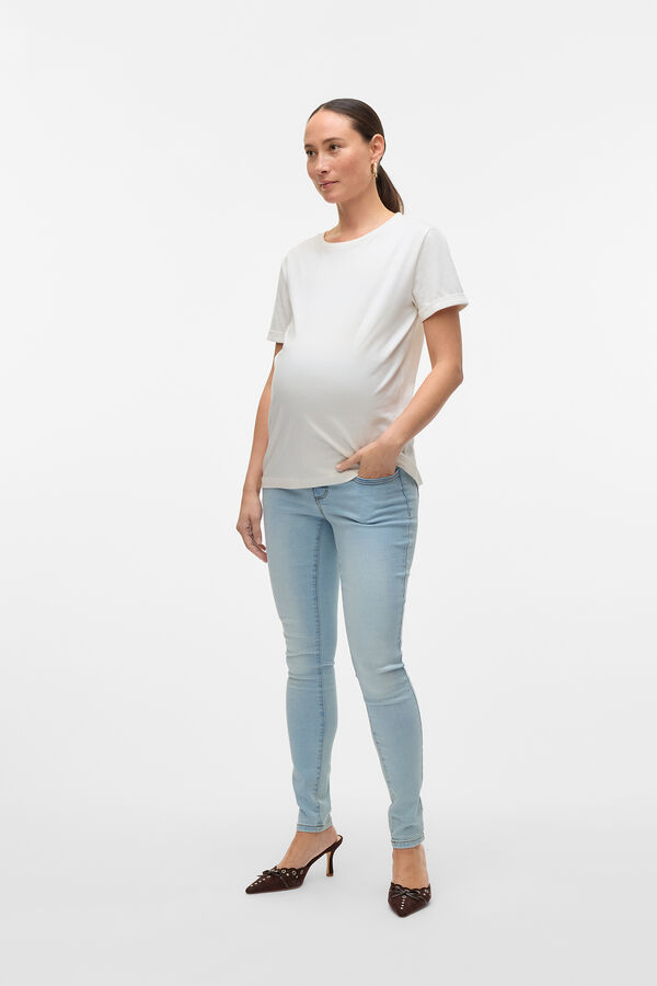 Mamalicious Calça jeans longa maternity azul