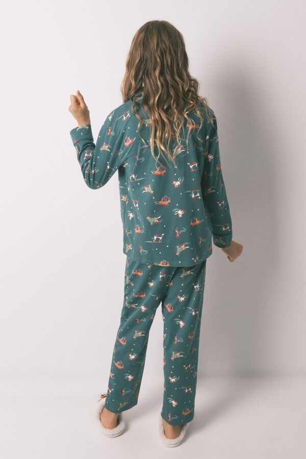 Women'secret Pijama infantil com cachorrinhos 100% algod&atilde;o verde