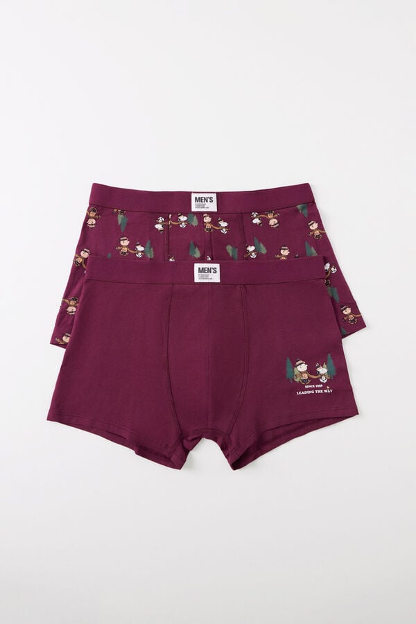 Women'secret Pack 2 calzoncillos b&oacute;xer algod&oacute;n Snoopy burdeos