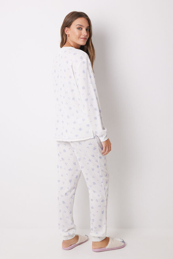 Women'secret Pijama largo waffle flores Miffy blanco