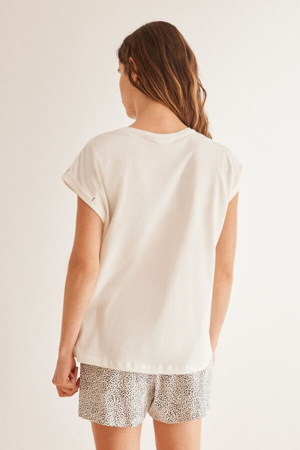 Women'secret Short 100% cotton ivory Stitch pyjamas bege