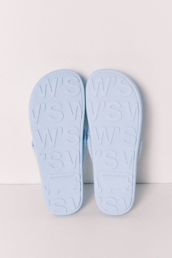 Women'secret Chinelos de quarto com la&ccedil;ada volume azul azul