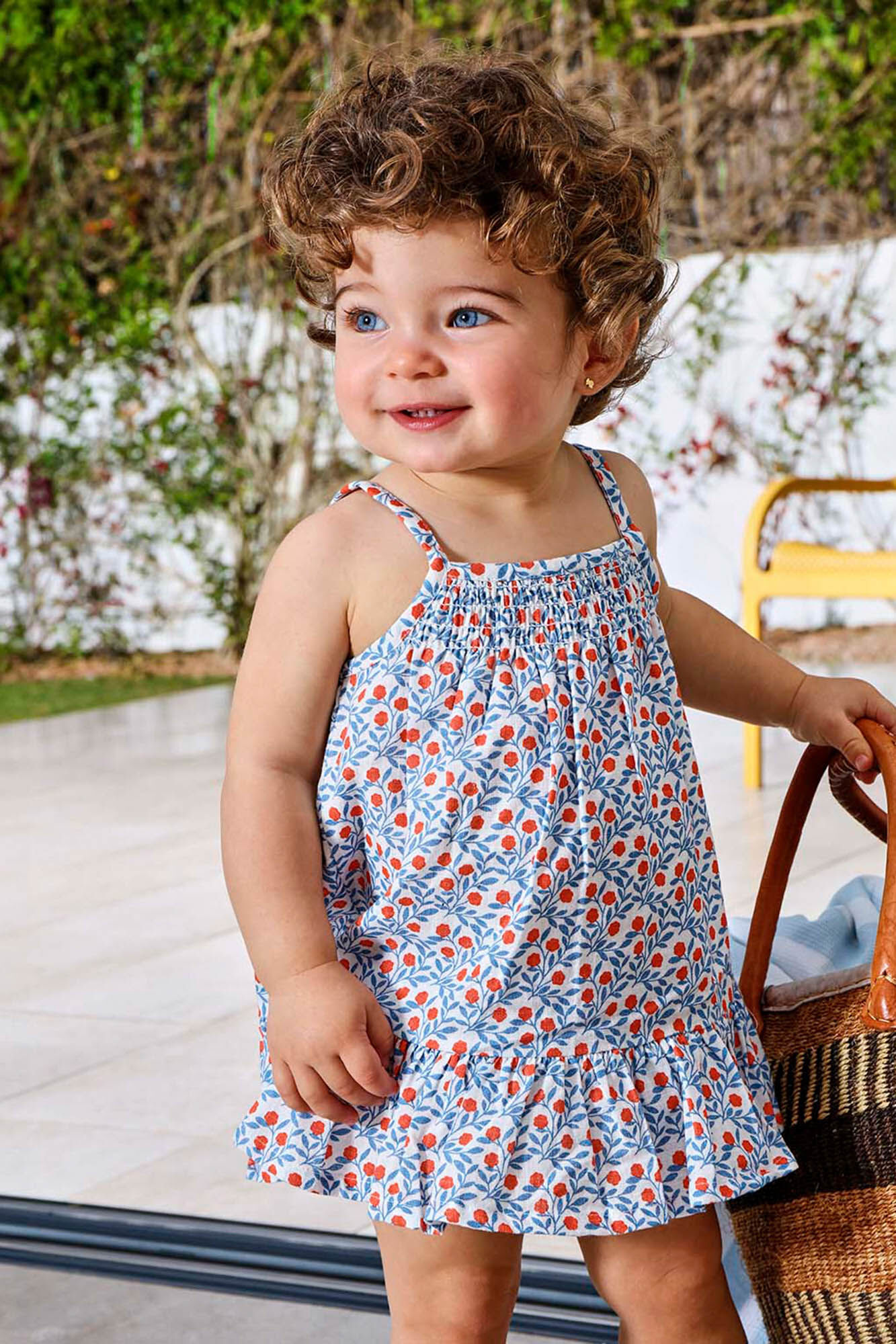 Gocco Vestido estampado de tirantes con bordado al tono