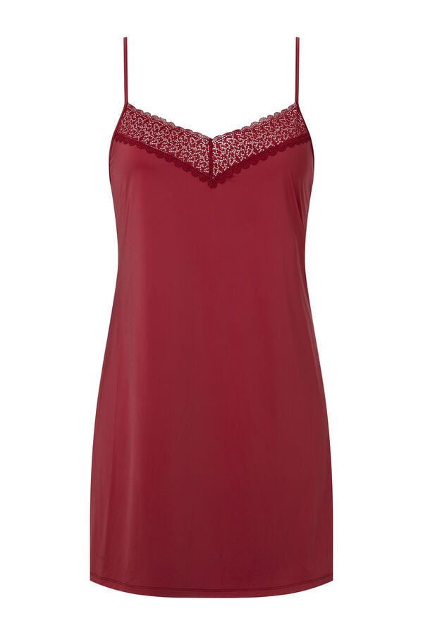 Calvin Klein Camisola satinada con detalles de encaje.  rojo