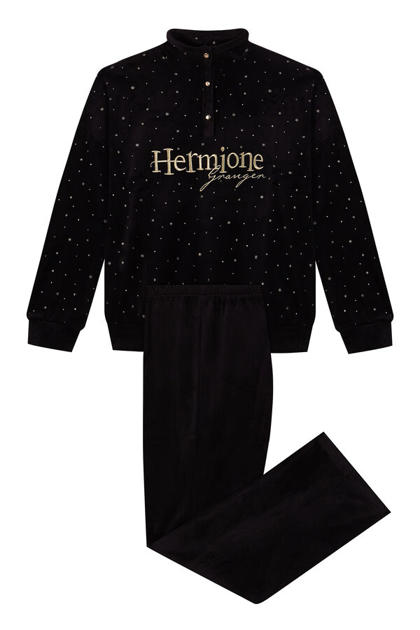 Women'secret Pijama largo terciopelo negro Hermione negro