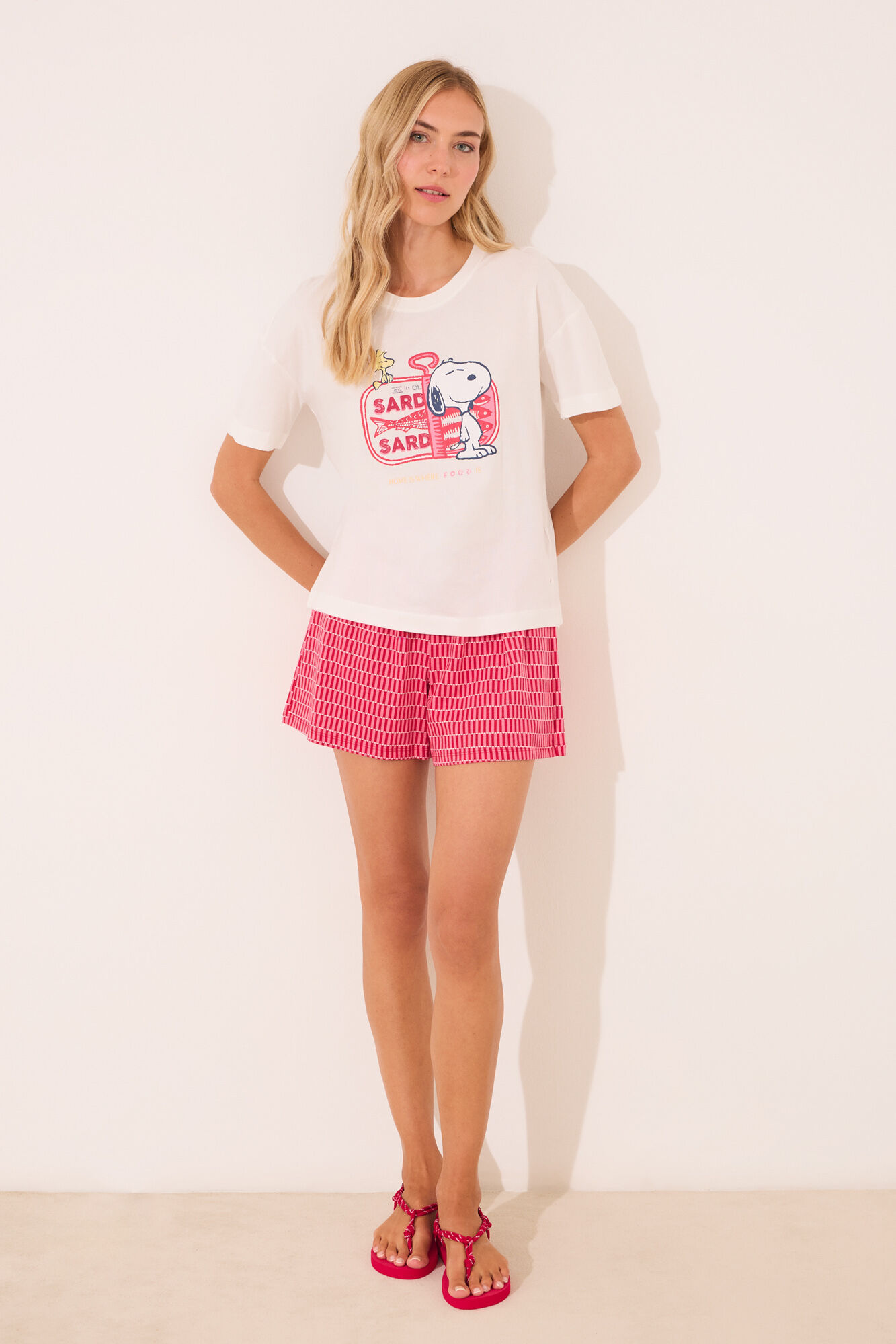 Women'secret Pijama corto 100% algod&oacute;n Snoopy rojo