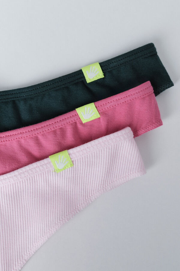 HI&BYE Pacote com 3 tangas em verde, rosa e f&uacute;csia rosa