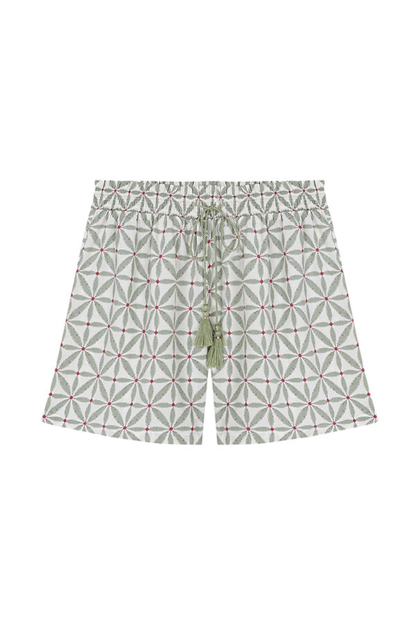 Womensecret Pantalón corto estampado geométrico verde estampado