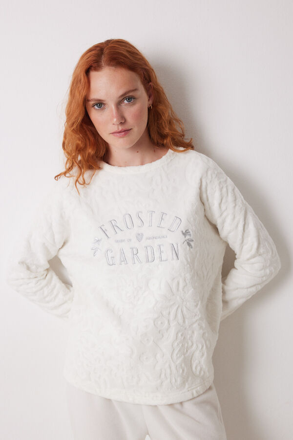 Women'secret Pijama polar longo marfim bege