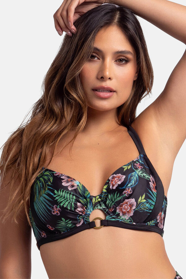 Dorina Top de bikini flores negro