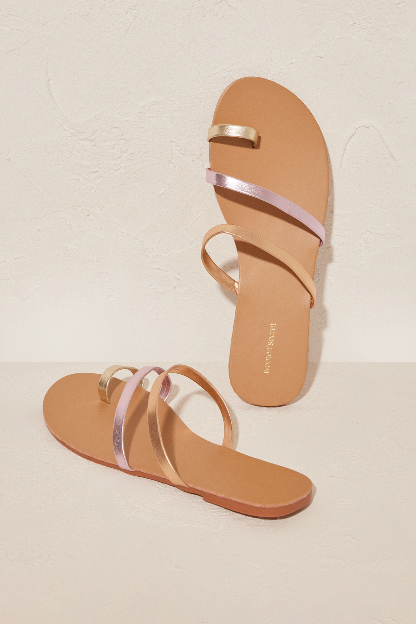 Women'secret Sandalias planas brillo