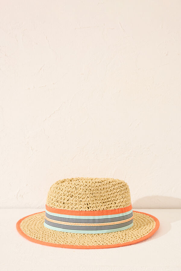 Women'secret Sombrero peque&ntilde;o rafia multicolor nude