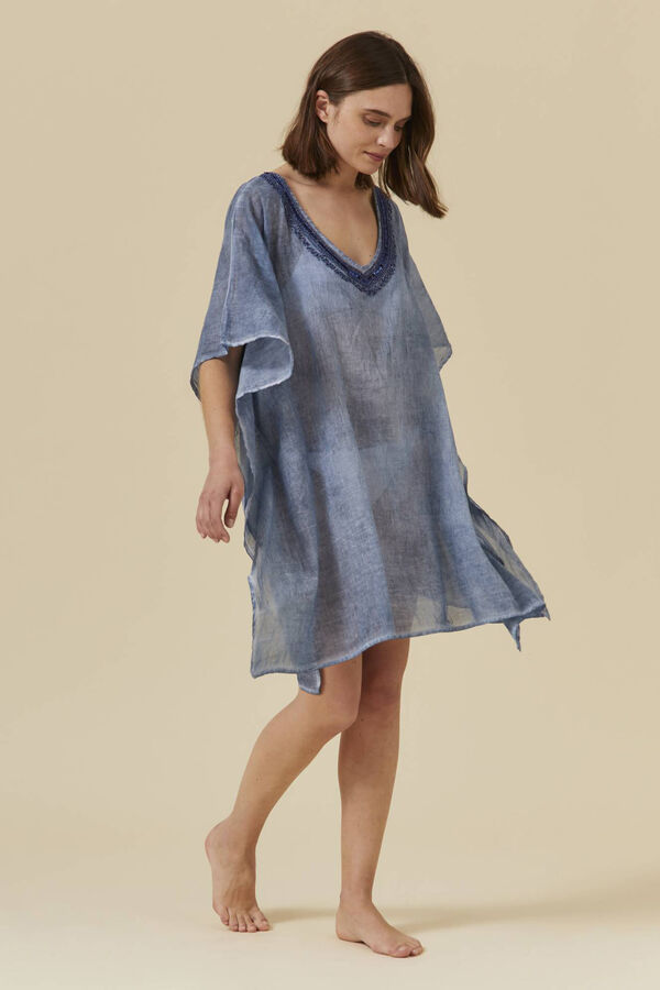 Textura T&Uacute;NICA ALGOD&Oacute;N DETALLE CUELLO azul