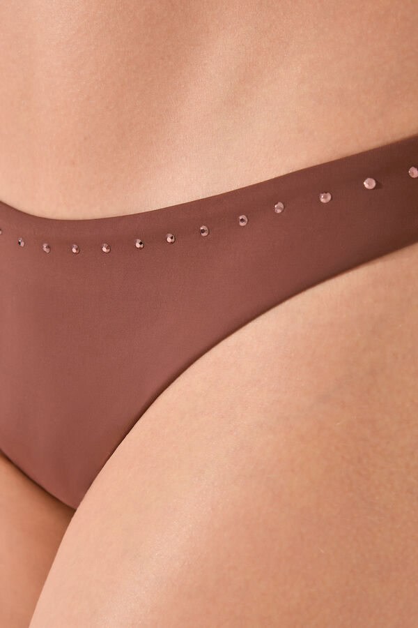 Women'secret Tanga bikini marr&oacute;n strass brillos marr&oacute;n