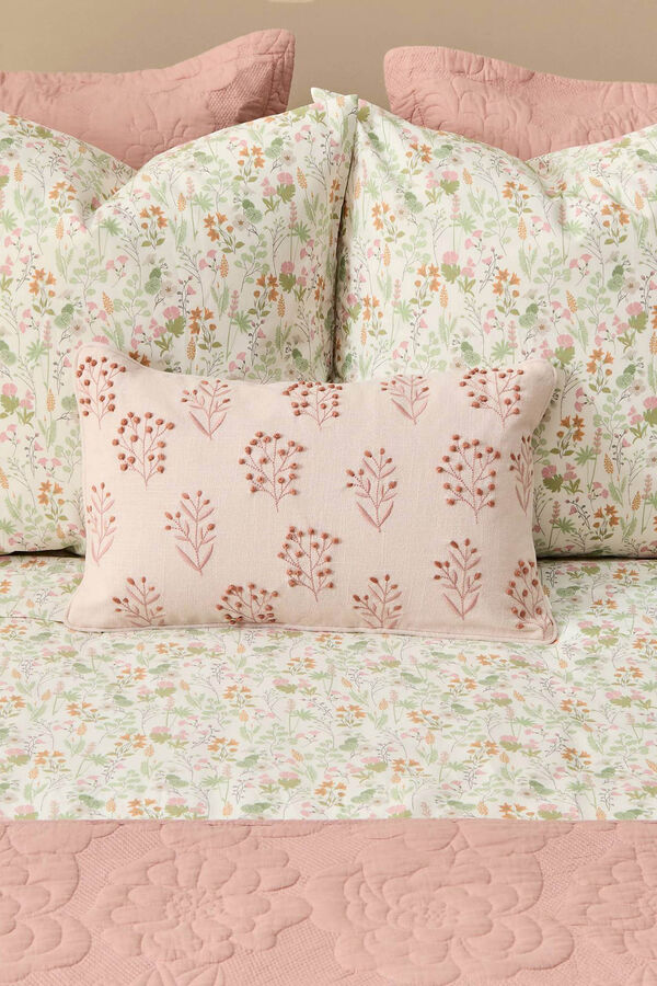 Textura S&aacute;bana algod&oacute;n flores kaki