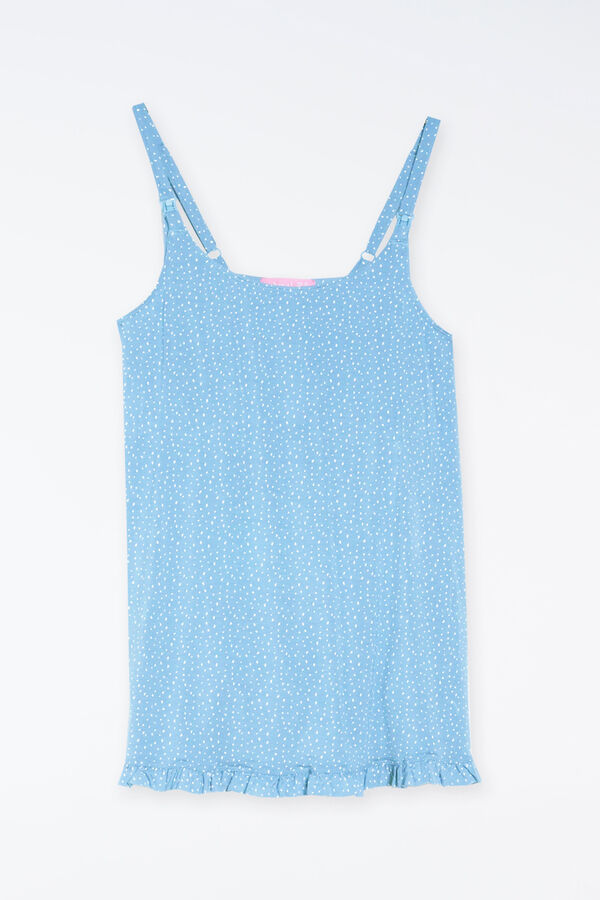 Womensecret T-shirt top pijama maternity amamentação folhos azul