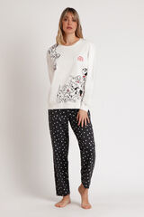Admas Pijama largo mujer felpa 101 D&aacute;lmatas beige