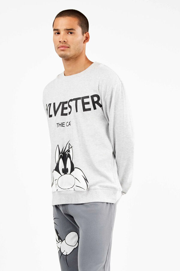 Gisela Conjunto pijama hombre Sylvester en punto interlock gris