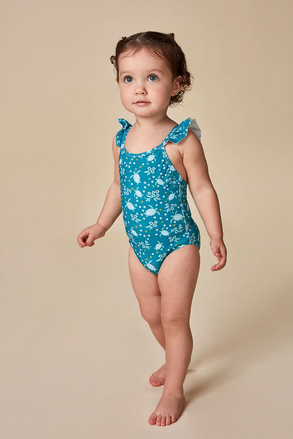 Gocco Fato de banho estampado tartarugas turquesa azul