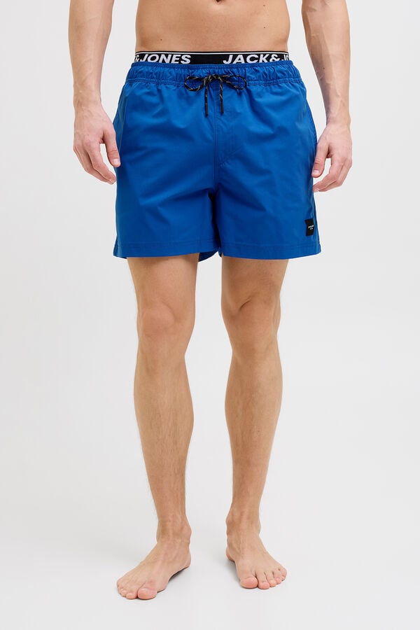 Jack & Jones Mai&ocirc; liso com c&oacute;s com logo  azul