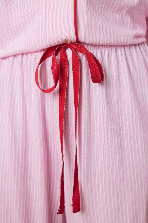 Women'secret Pijama camiseiro 100% algod&atilde;o riscas  rosa