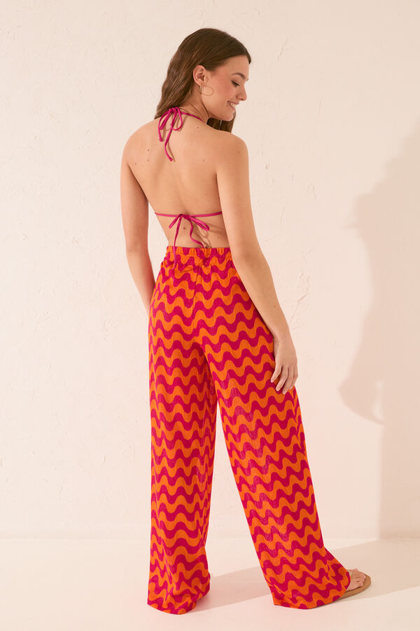 Women'secret Cal&ccedil;a comprida de malha com estampa de ondas rosa rosa