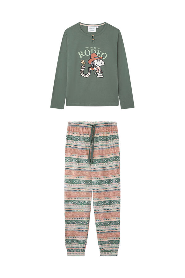 Women'secret Pijama 100% algod&oacute;n Snoopy verde verde