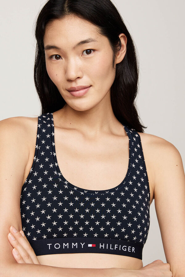 Tommy Jeans Bralette de espalda deportiva sin relleno estampado