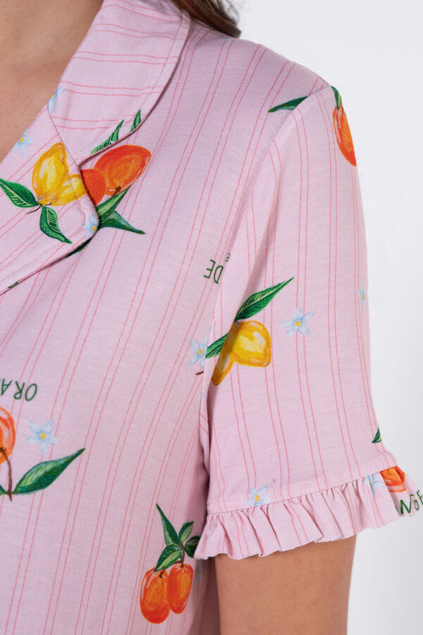 Ohma! Conjunto de pijama estampado de frutas para pré-mamã castanho