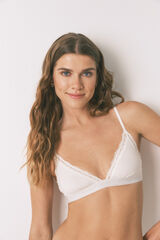 Women'secret Soutien triangular NATURAL em algod&atilde;o branco bege