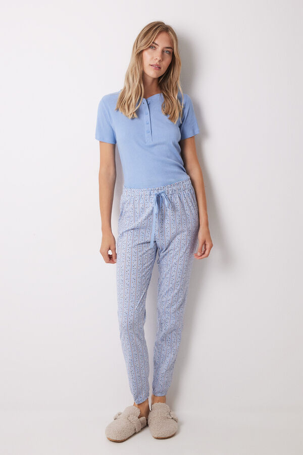 Women'secret Pantal&oacute;n pijama algod&oacute;n flores rayas skinny estampado