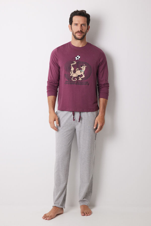 Women'secret Pijama largo hombre 100% algod&oacute;n Scooby Doo morado/lila