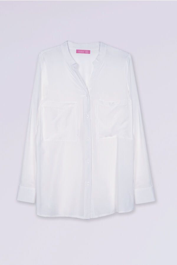 Womensecret Camisa de viscosa con bolsillos grandes blanco