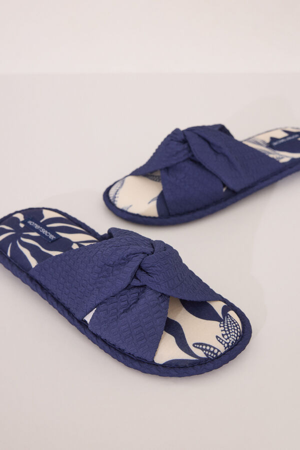Women'secret Chinelos de quarto com estampado de flores azuis azul
