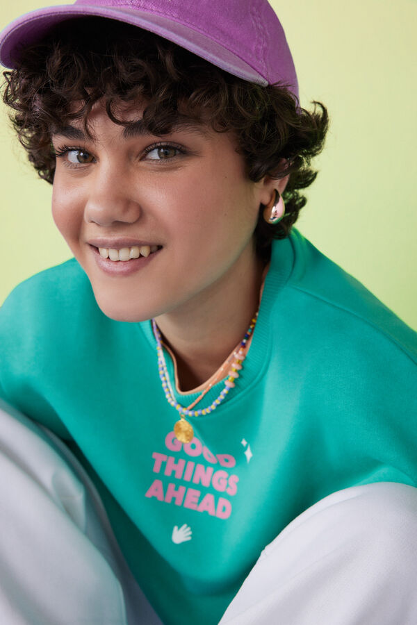 HI&BYE Sudadera felpa verde logo  verde