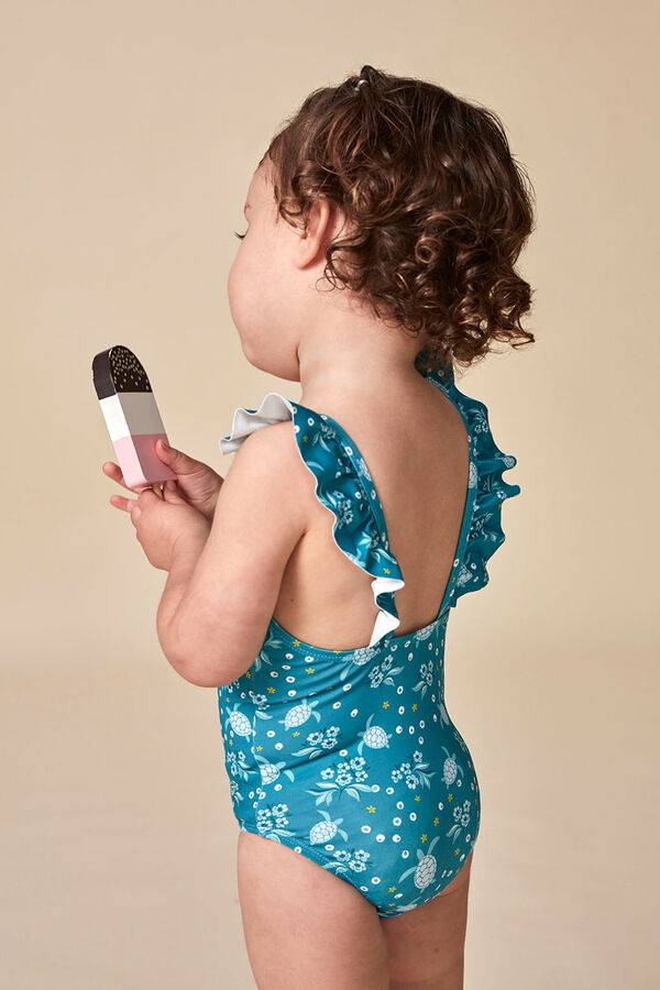 Gocco Fato de banho estampado tartarugas turquesa azul