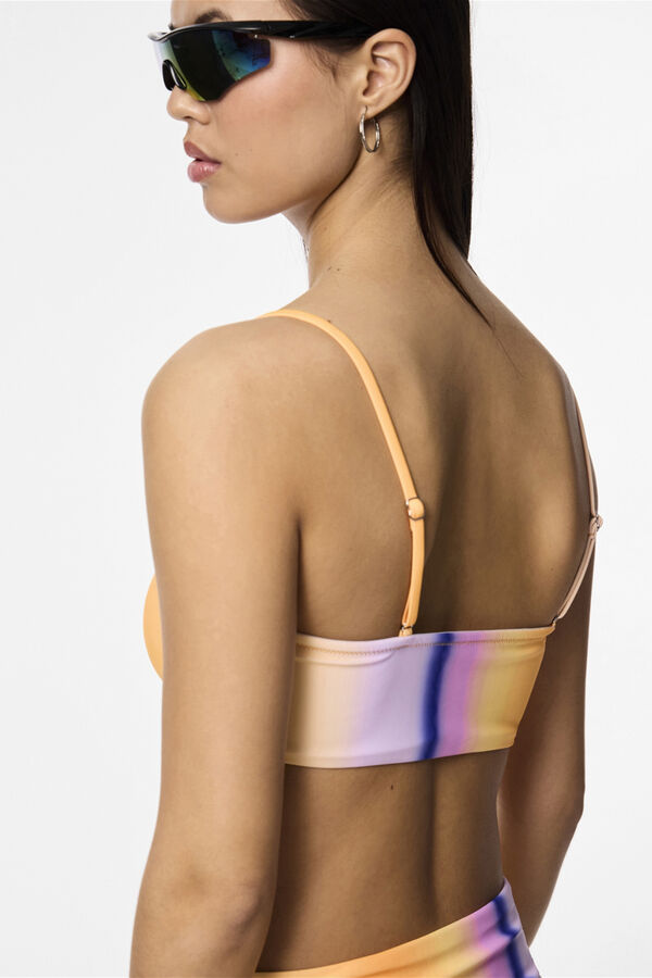 Pieces Top biquíni bandeau estampado. vermelho