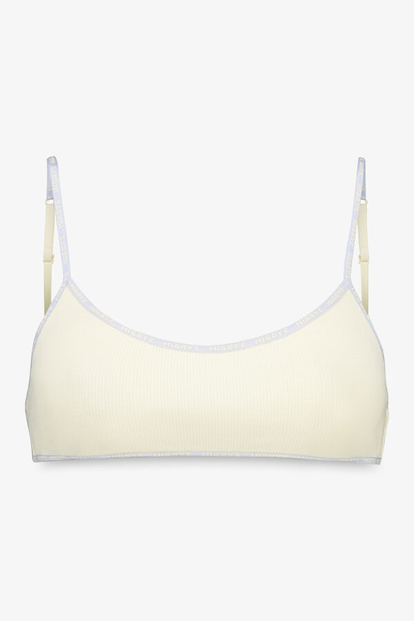 HI&BYE Top de soutien de algod&atilde;o amarelo com copas remov&iacute;veis estampado