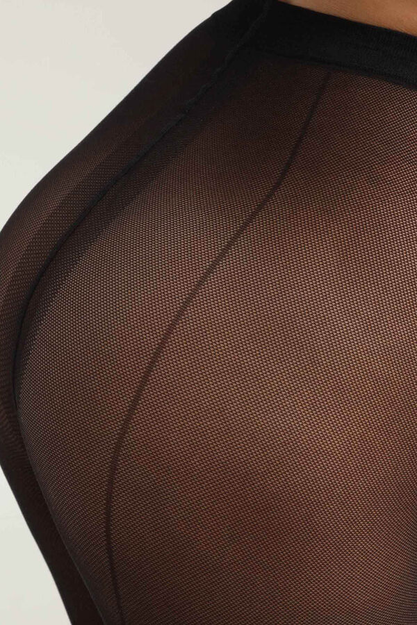 DIM Meias arrastão estilo fantasia com acabamento preto